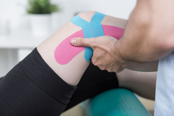 Taping wordt aangebracht na een sportmassage